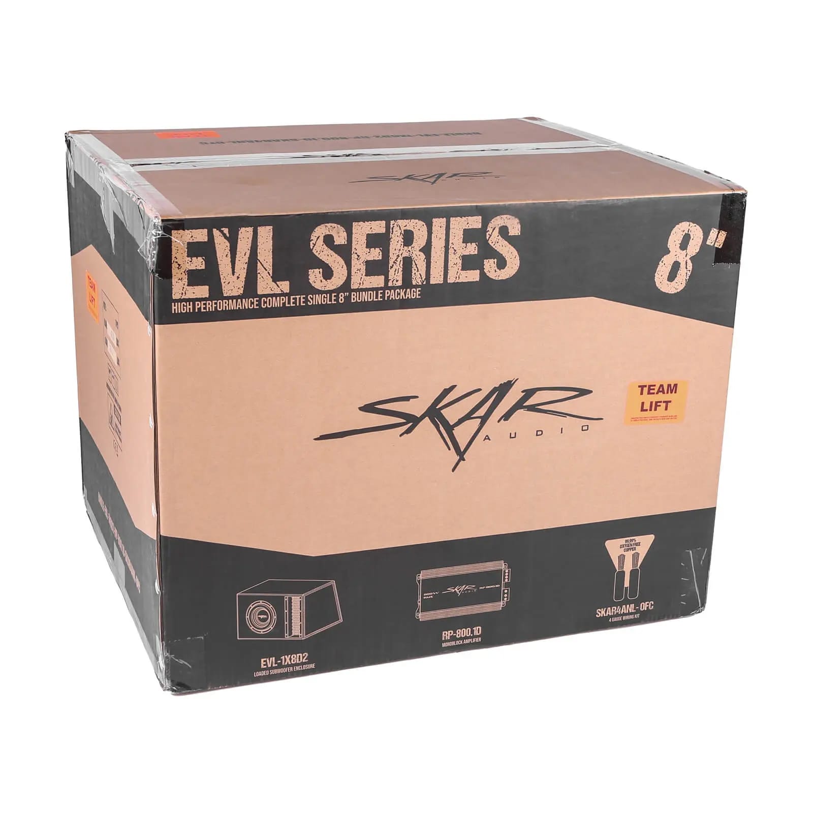 Single 8" 1,200 Watt EVL Series Complete Subwoofer Package with Vented Enclosure and Amplifier #6