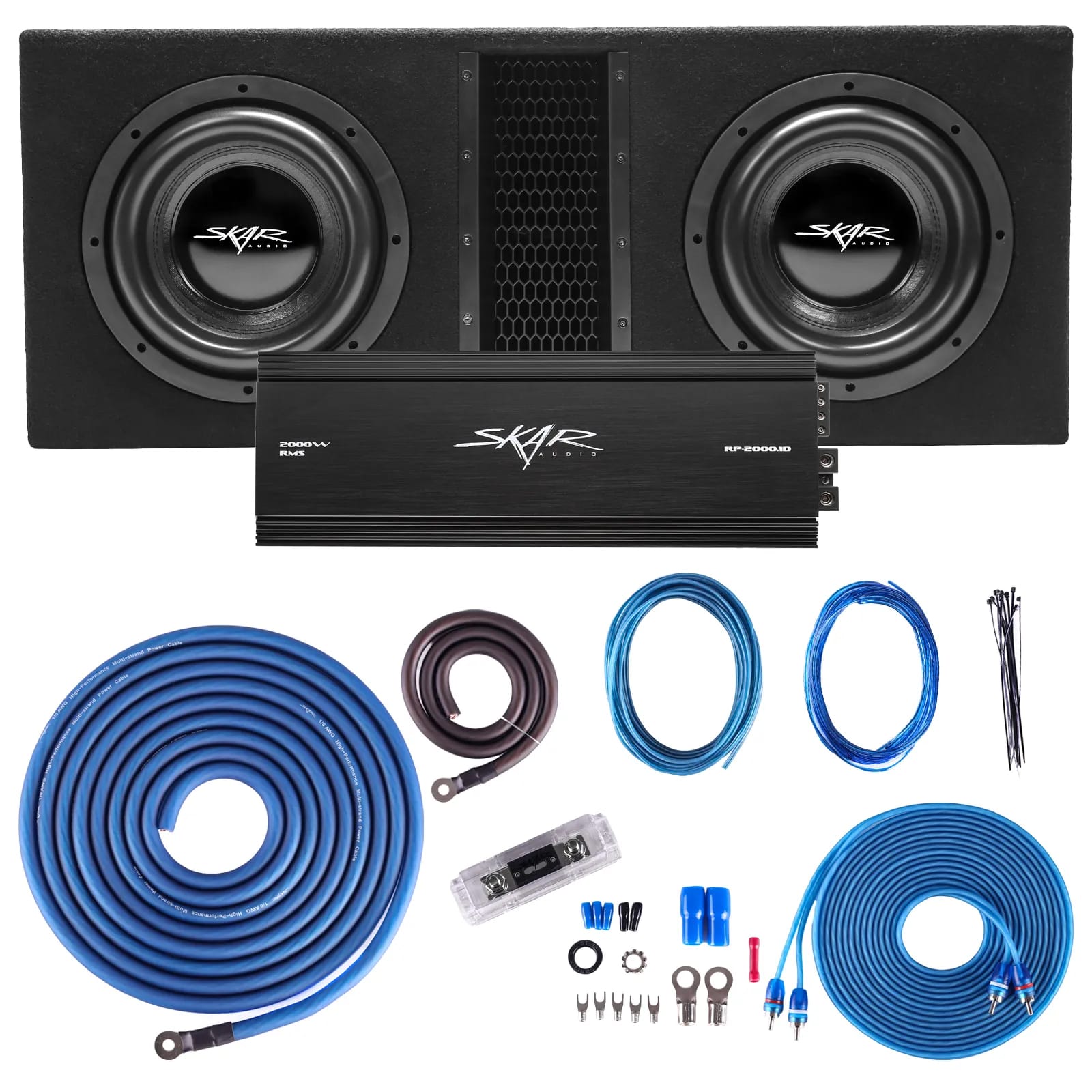 Dual 10" 4,000 Watt EVL Series Complete Subwoofer Package with Vented Enclosure and Amplifier #1