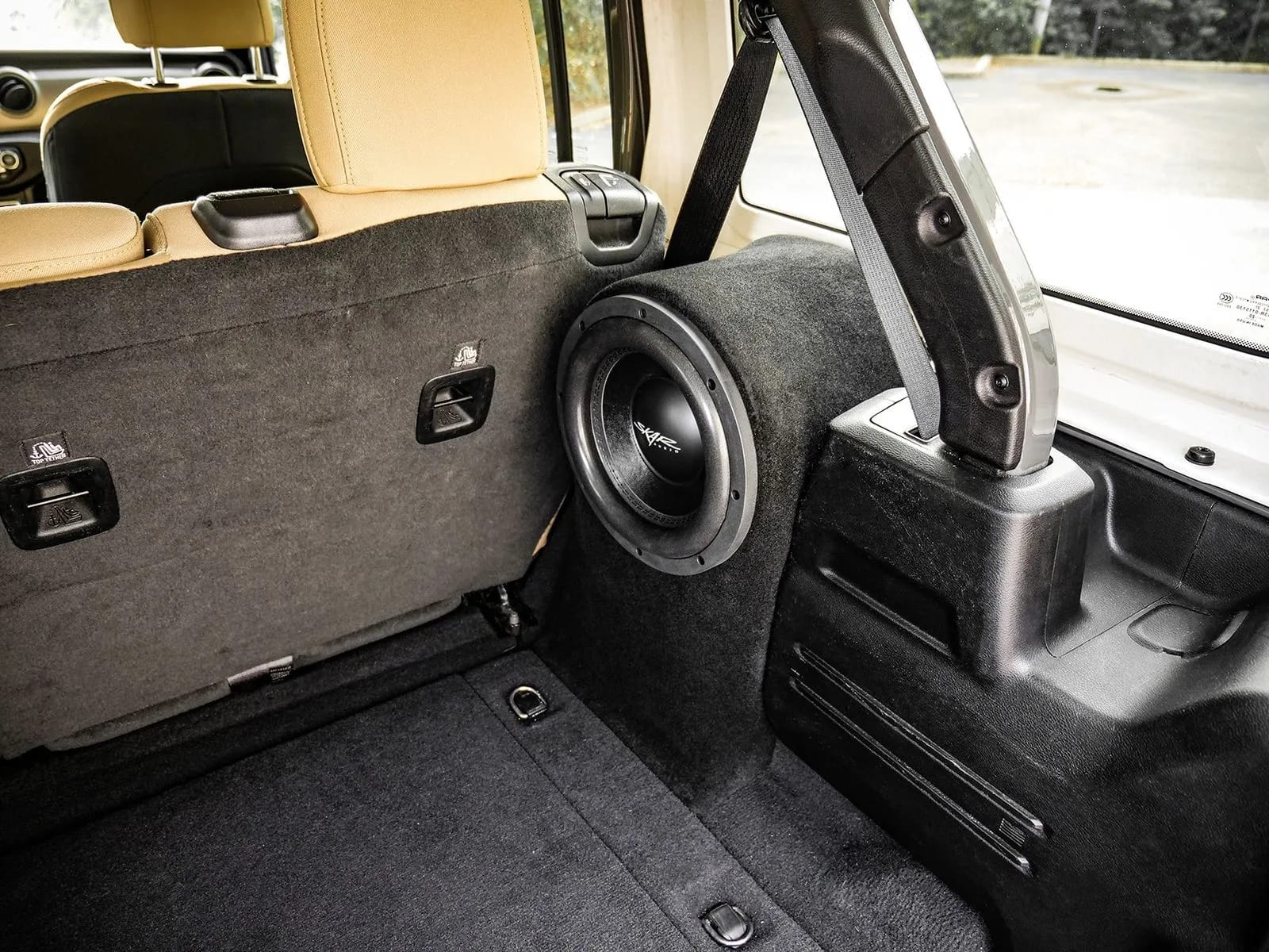 2018-2025 Jeep Wrangler JL 4-Door Compatible Single 10" Sealed Subwoofer Enclosure (Passenger Side) #9