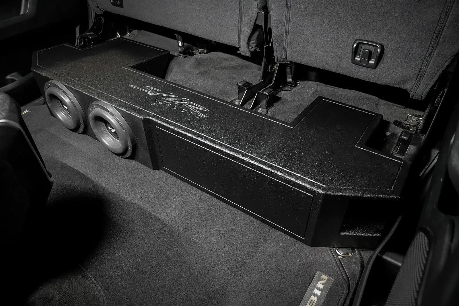 Featured Product Photo 11 for 2019-2024 Ram 1500 (5th Gen) Crew Cab Compatible Dual 8" Ported Armor Coated Subwoofer Enclosure