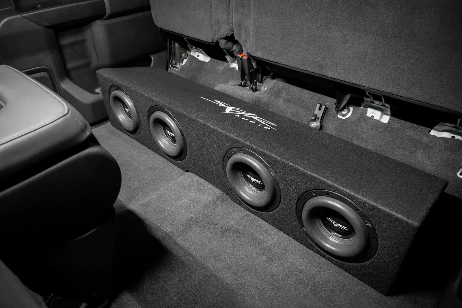 Featured Product Photo 11 for 2019-2025 Chevy Silverado & GMC Sierra Crew Cab Compatible Quad 8" Ported Subwoofer Enclosure