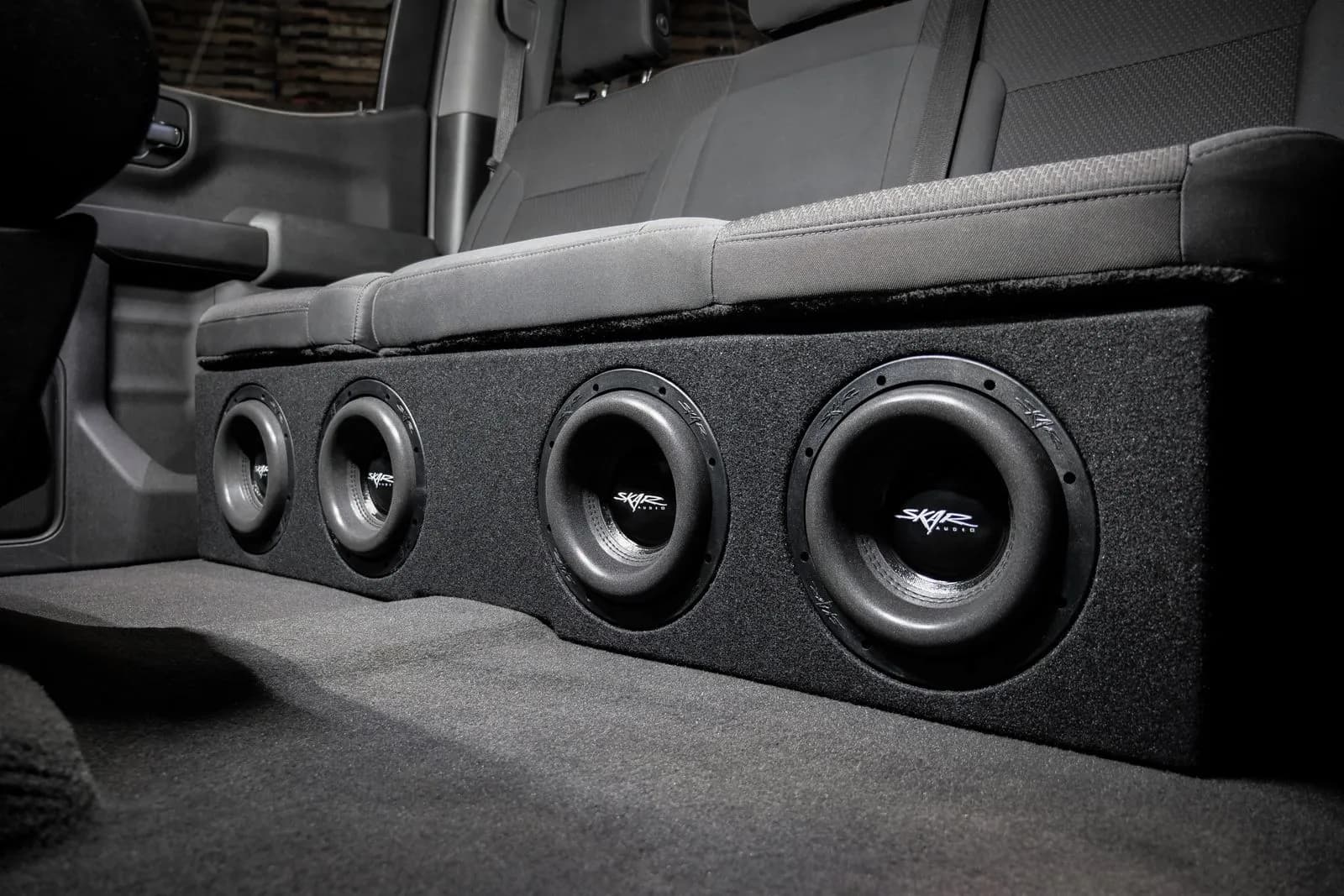 Featured Product Photo 10 for Quad 8" 3200W Max Power Loaded Ported Subwoofer Enclosure Compatible with 2019-2025 Chevy Silverado & GMC Sierra Crew Cab Trucks