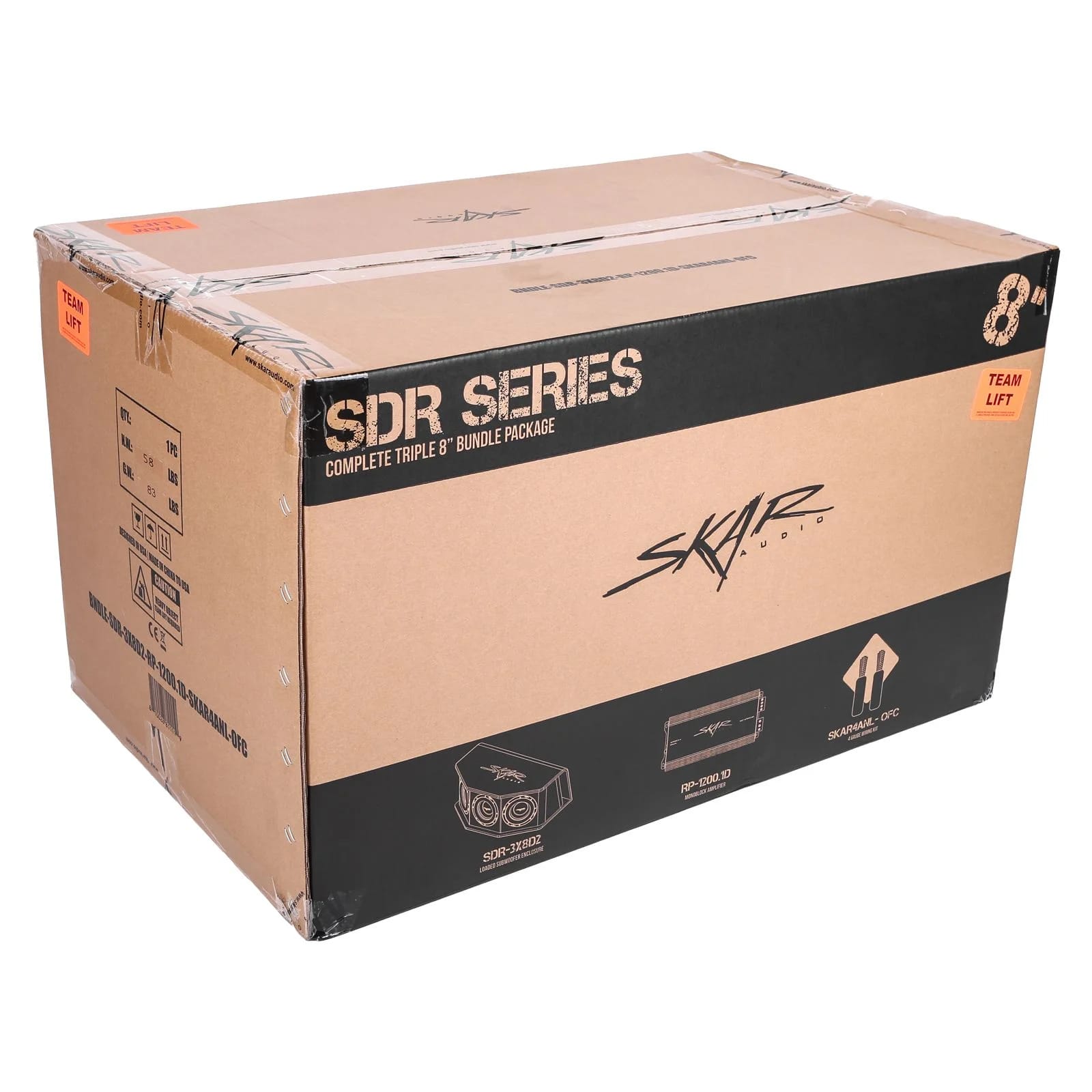 Triple 8" 2,100 Watt SDR Series Complete Subwoofer Package with Vented Enclosure and Amplifier #6