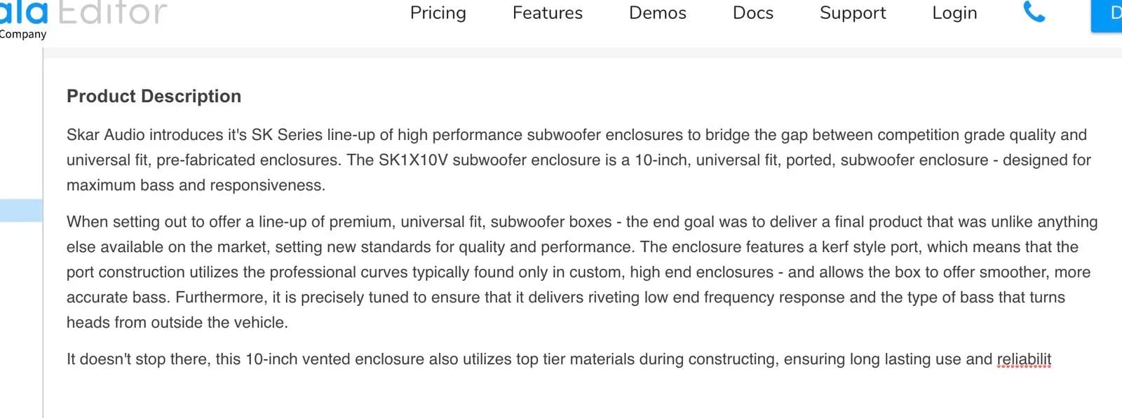 Single 10" Ported Subwoofer Enclosure #7