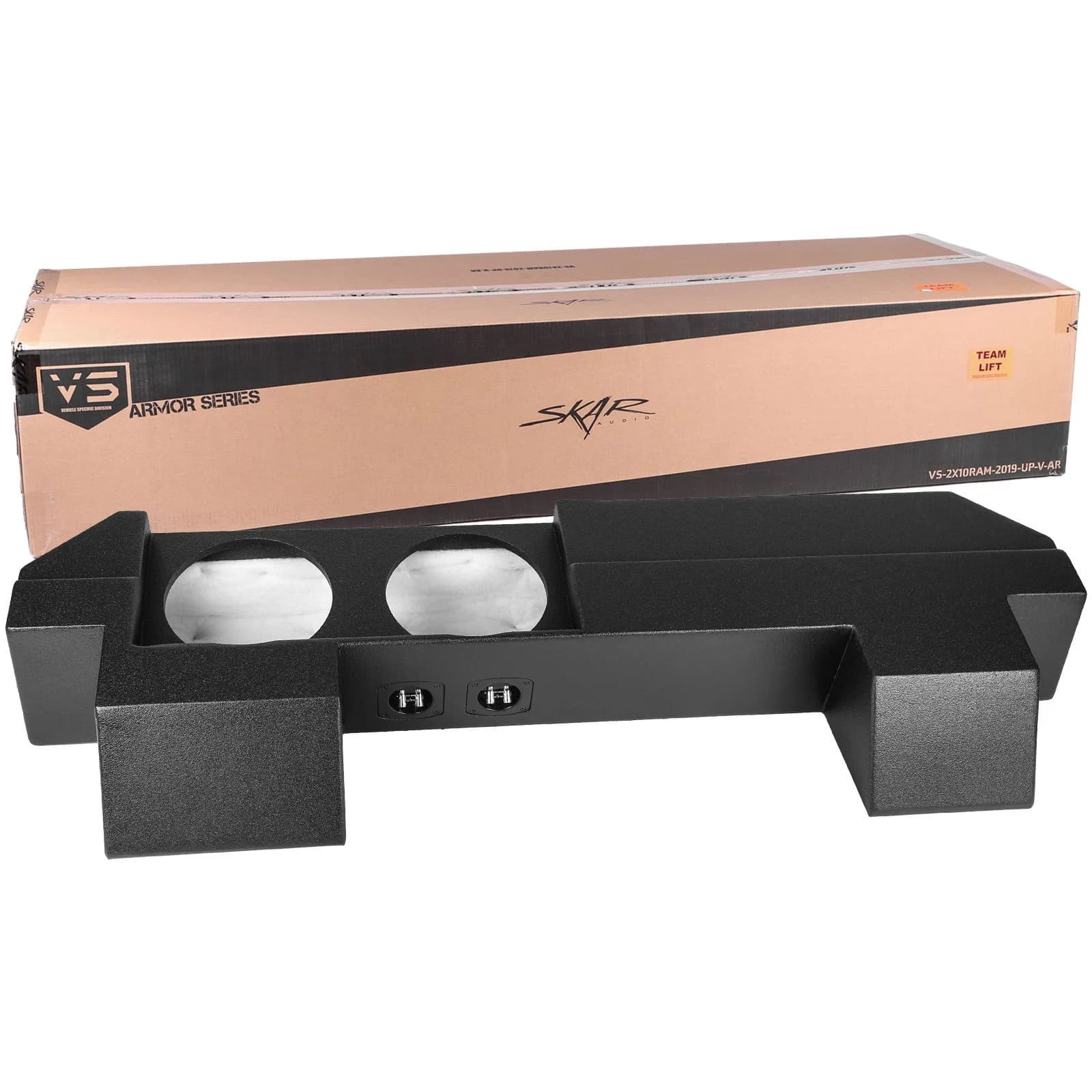 Featured Product Photo 7 for 2019-2024 Ram 1500 (5th Gen) Crew Cab Compatible Dual 10" Ported Armor Coated Subwoofer Enclosure