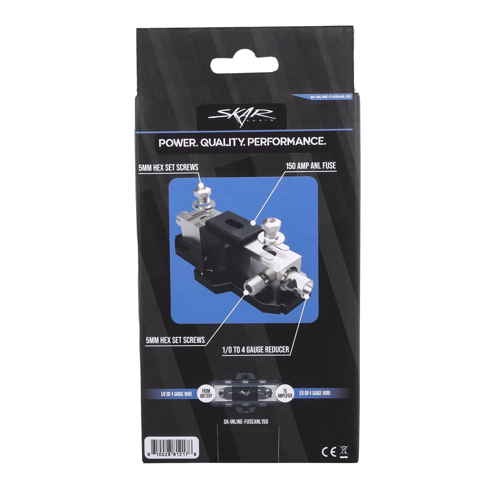 SK-INLINE-FUSEANL150 | 1/0 or 4 Gauge Inline ANL Fuse Holder - 150 Amp ANL Fuse #8