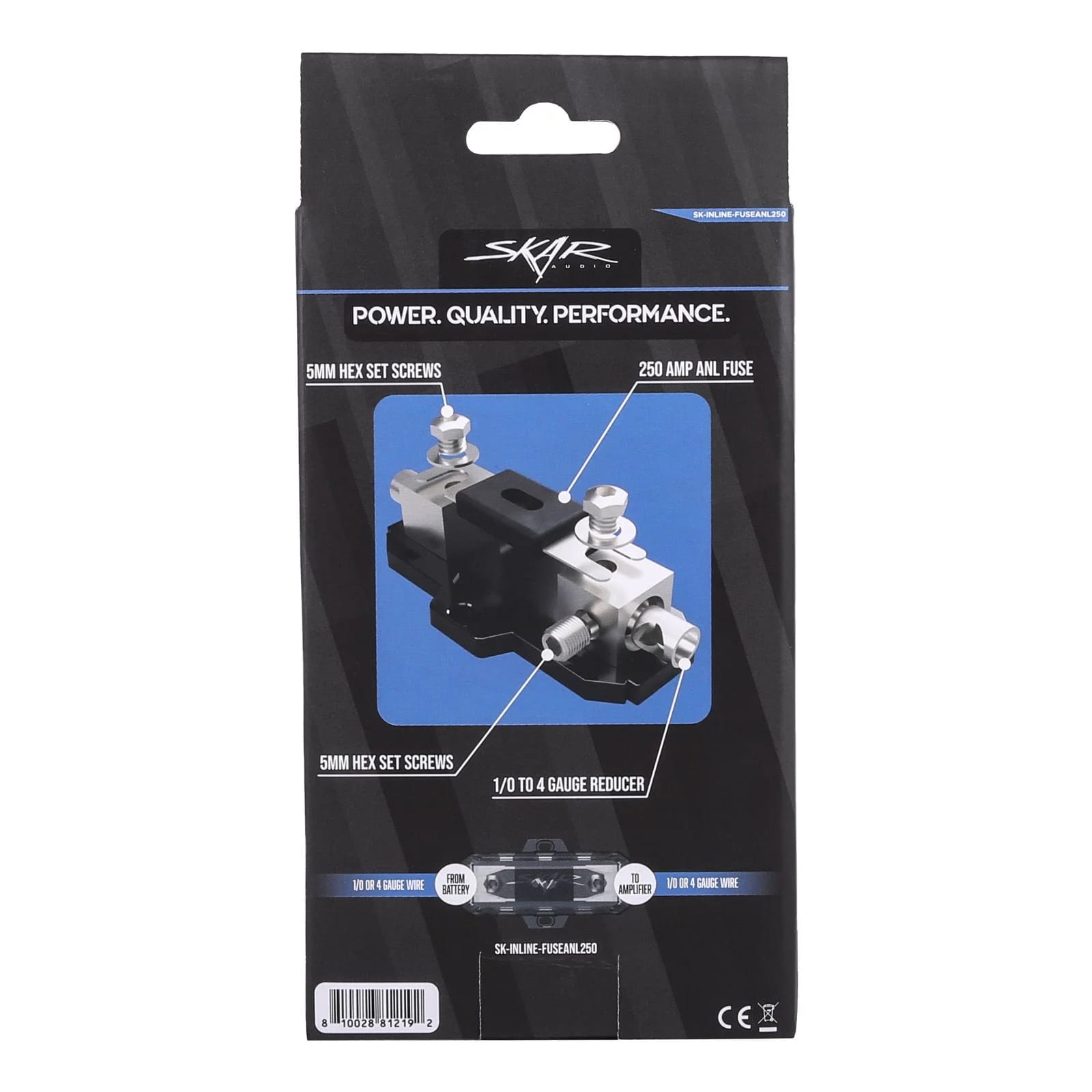 SK-INLINE-FUSEANL250 | 1/0 or 4 Gauge Inline ANL Fuse Holder - 250 Amp ANL Fuse #8