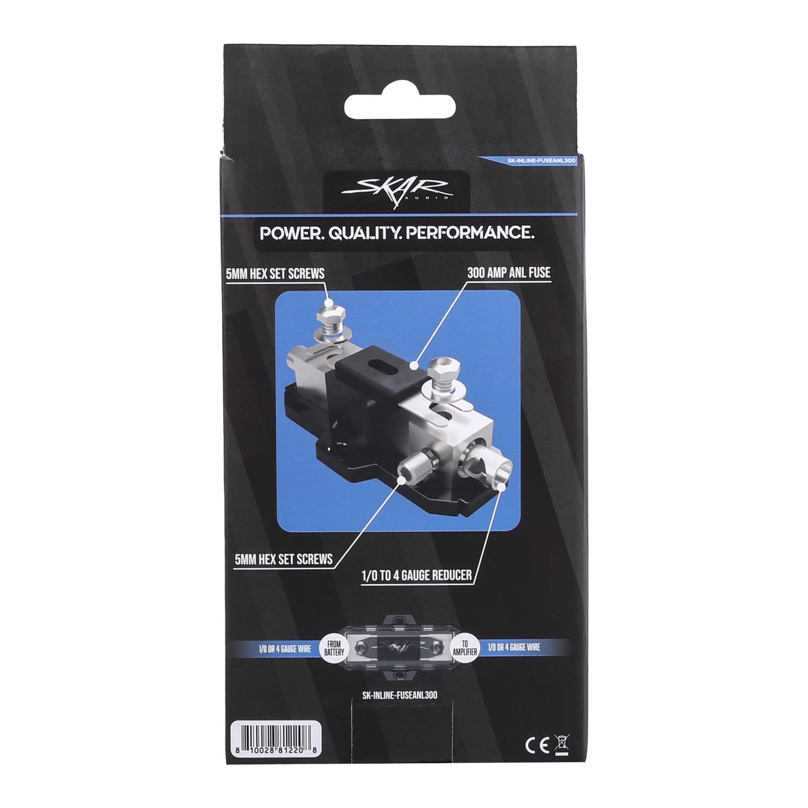 SK-INLINE-FUSEANL300 | 1/0 or 4 Gauge Inline ANL Fuse Holder - 300 Amp ANL Fuse #8