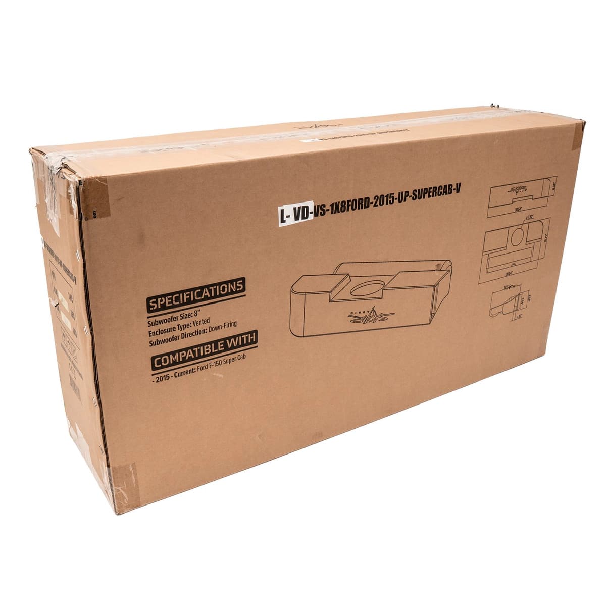 Featured Product Photo 5 for Single 8" Loaded Vented Subwoofer Enclosure Compatible with 2015-2026 Ford F-150 Super Cab Trucks