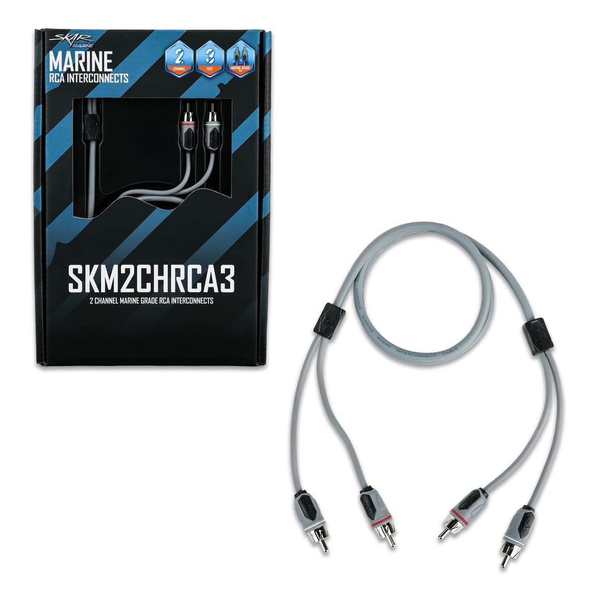 Featured Product Photo 1 for SKM2CHRCA3 | 3 Ft 2-Channel Marine Grade RCA Interconnect Cable