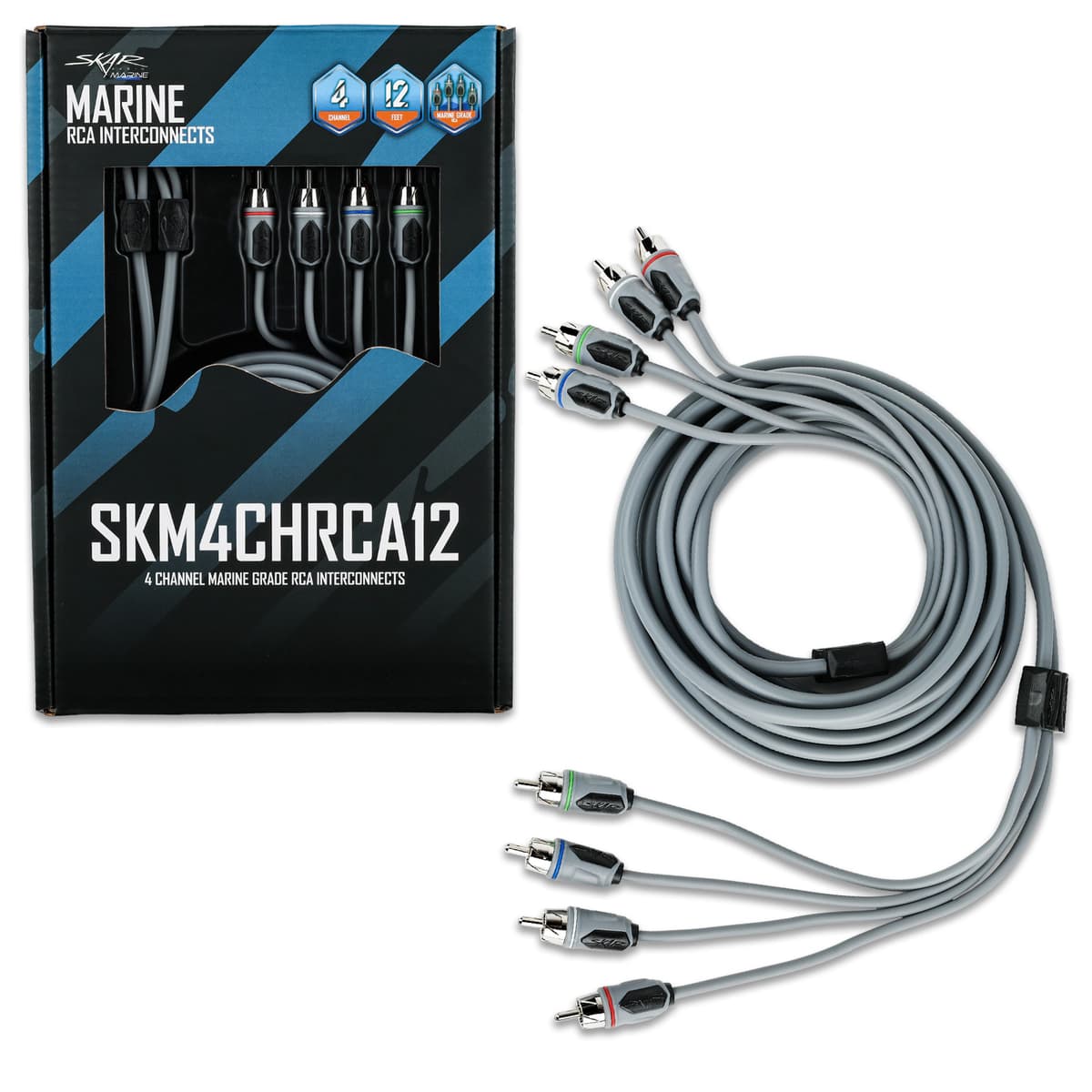 Featured Product Photo 1 for SKM4CHRCA12 | 12 Ft 4-Channel Marine Grade RCA Interconnect Cable