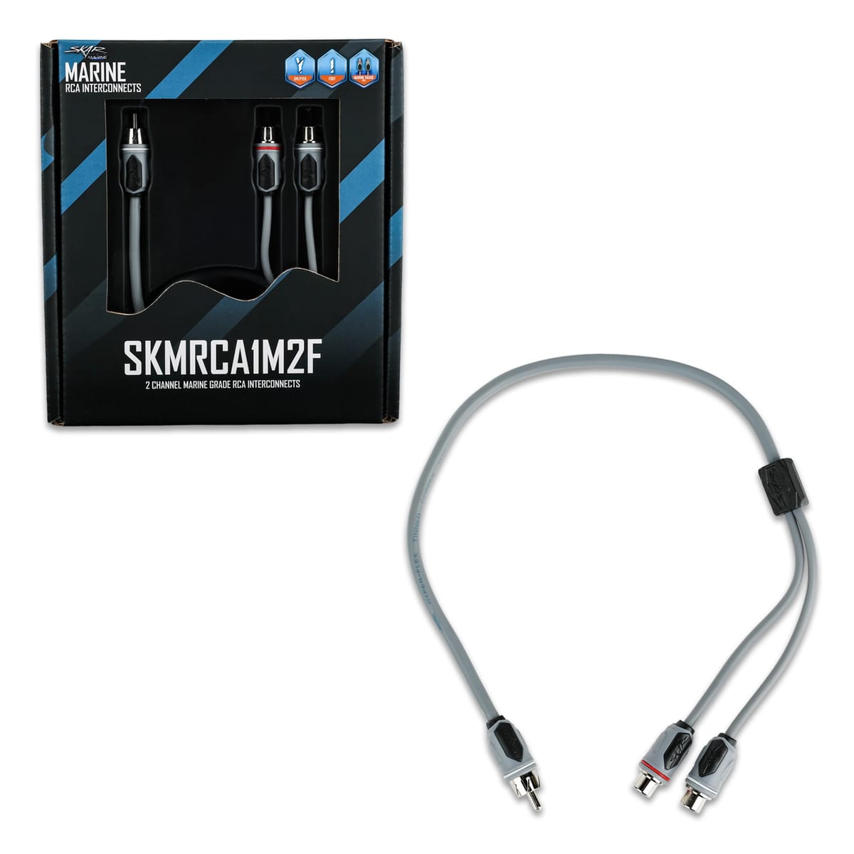 SKMRCA1M2F | 1-Male to 2-Female Marine Grade RCA Y-Adapter Cable #2