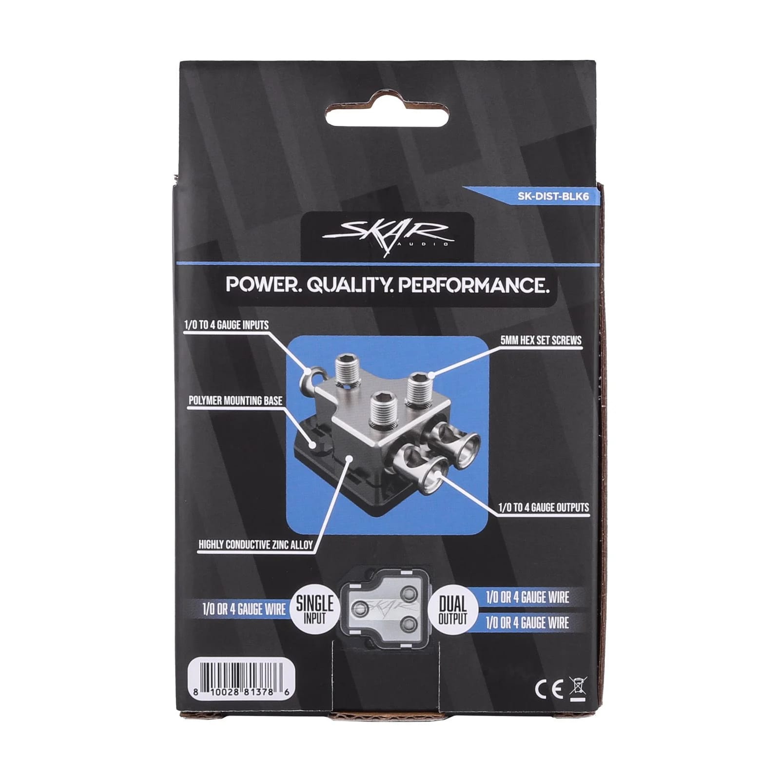 SK-DIST-BLK6 | Single 0/4 Gauge to Dual 0/4 Gauge Power Distribution Block #8