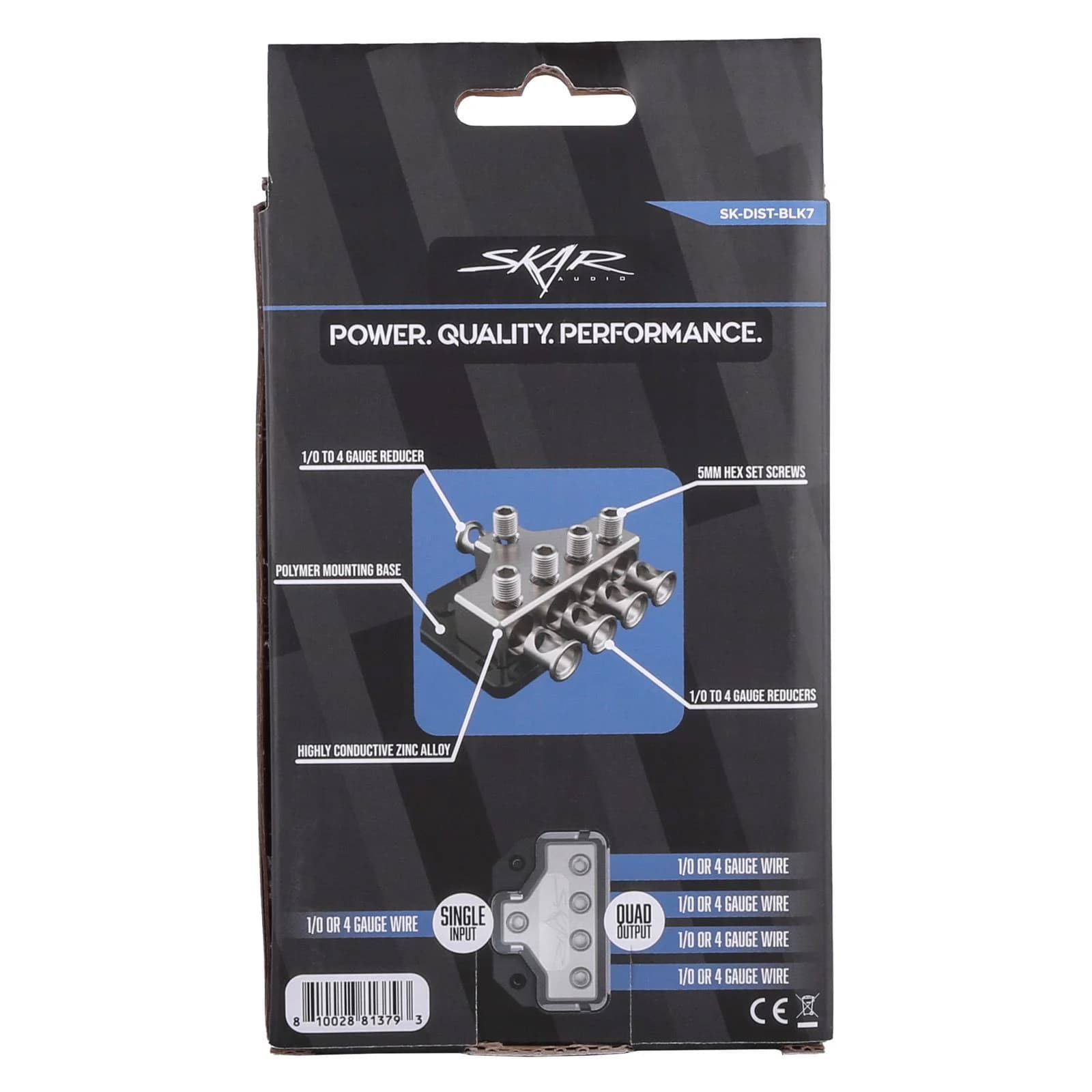 Featured Product Photo 7 for SK-DIST-BLK7 | Single 0/4 Gauge to Quad 0/4 Gauge Power Distribution Block