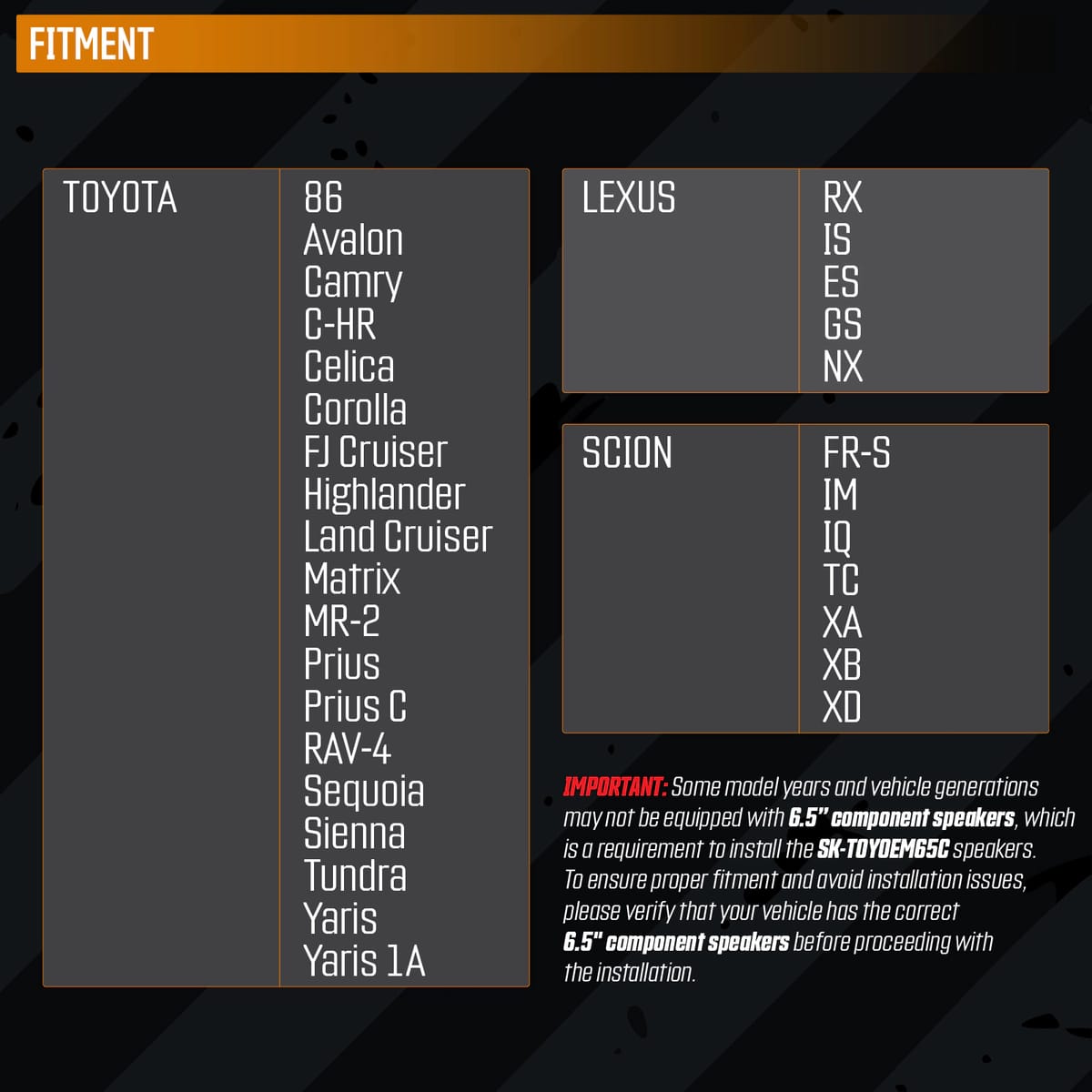 SK-TOYOEM65C | 6.5" 100 Watt RMS Component Speakers Designed for Toyota/Lexus/Scion Vehicles (Pair) #9