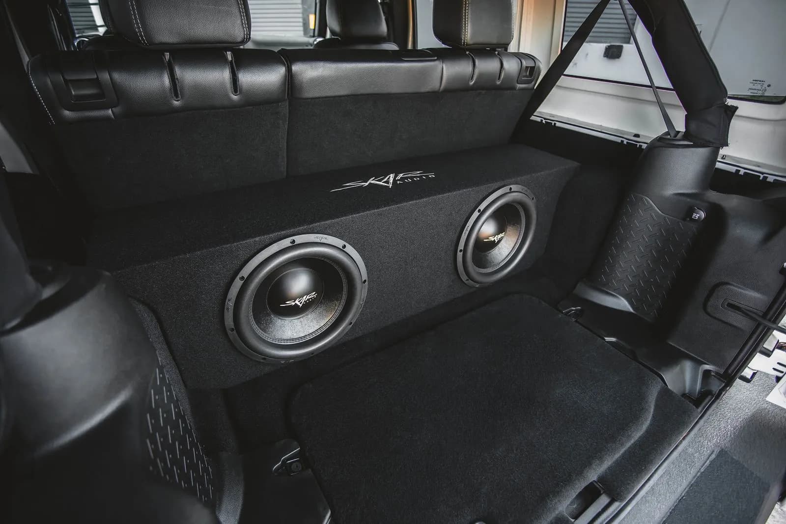 Skar Audio VS-2X12JW-2007-2018-4DR-BS enclosure installation example โ view 1
