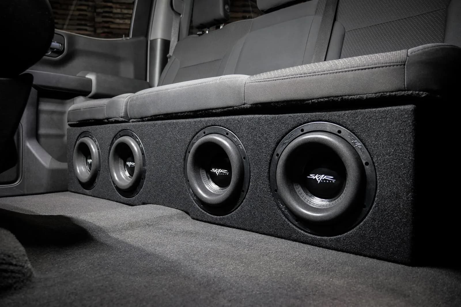 Skar Audio L-SVR-VS-4X8GM-2019-UP-CREWCAB-V enclosure installation example — view 2